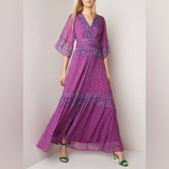 Ba&sh Maya Botanical Faux Wrap Dress